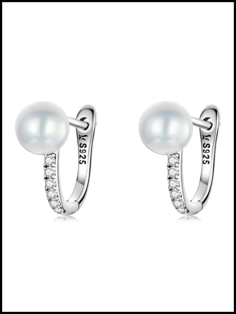 S925 Sterling Silver Hypoallergenic Huggie Hoop Earrings for Women with Shell